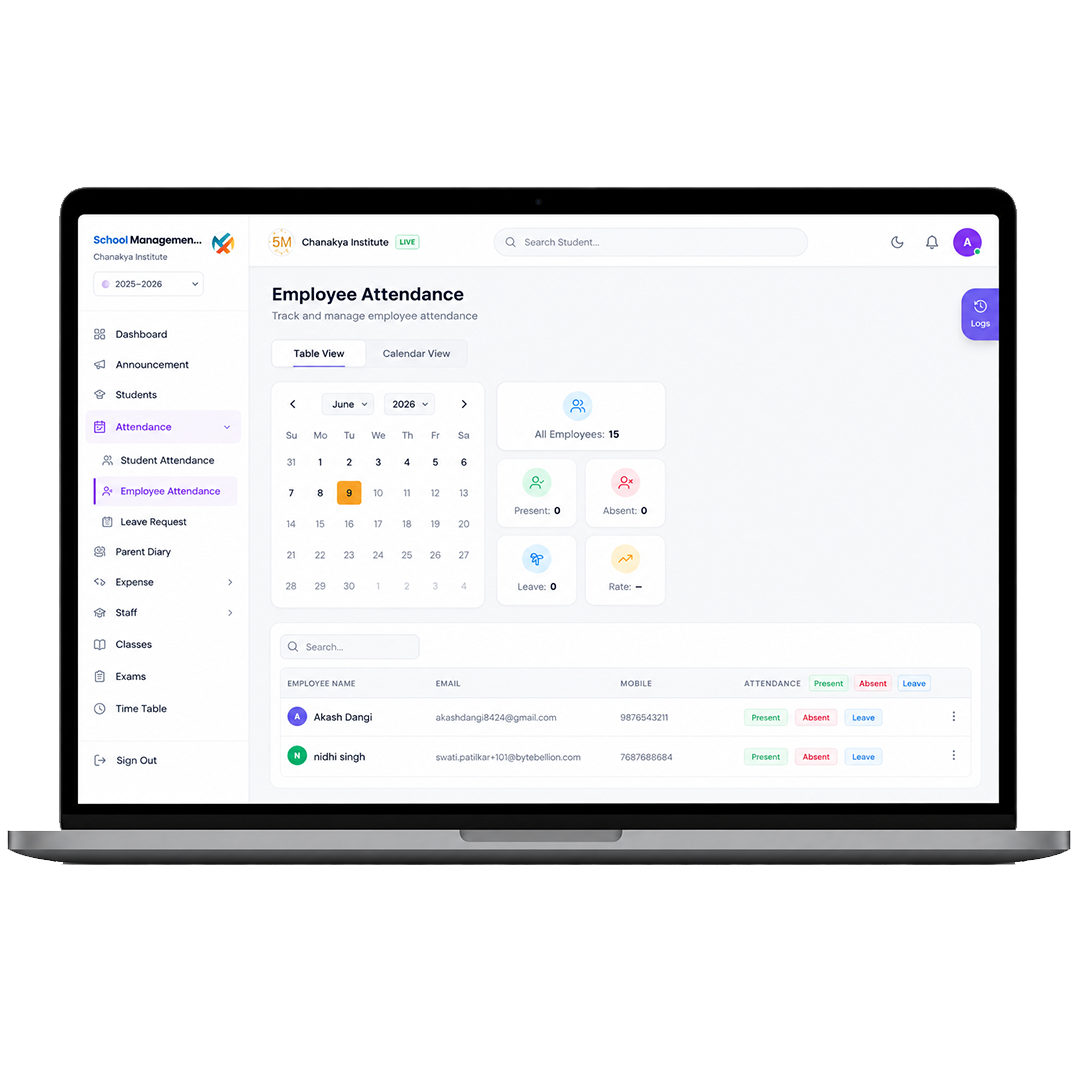 student and staff attendance management system for schools